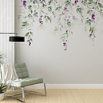 Fotobehang Paarse bloemen op een witte achtergrond
