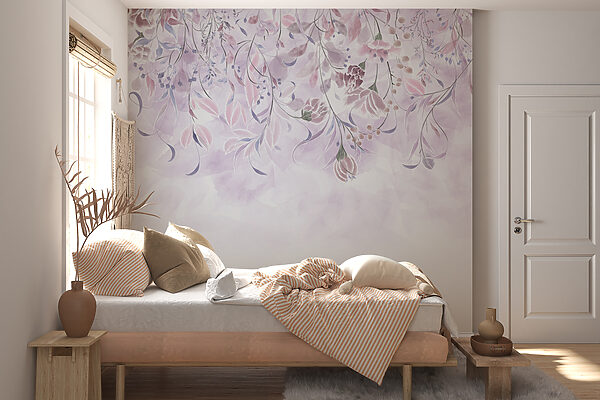 Fotobehang Delicate bloemen aquarel illustratie ontwerp