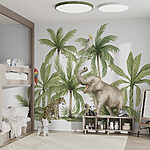 Fotobehang Jungle dieren tussen palmbomen