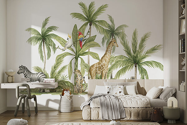 Giraffe in de jungle Fotobehang Giraffe in de jungle