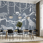 Fotobehang Behang met zebra's en giraffen