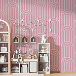 Fotobehang Roze en wit patroon