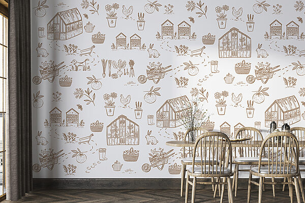 Tekening van een huis Fotobehang Tekening van een huis