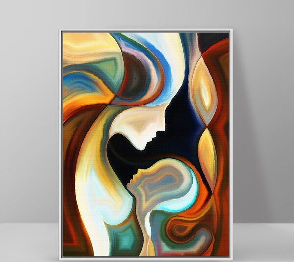 Abstracte profielen in levendige kleuren Canvas Schilderijen Abstracte profielen in levendige kleuren
