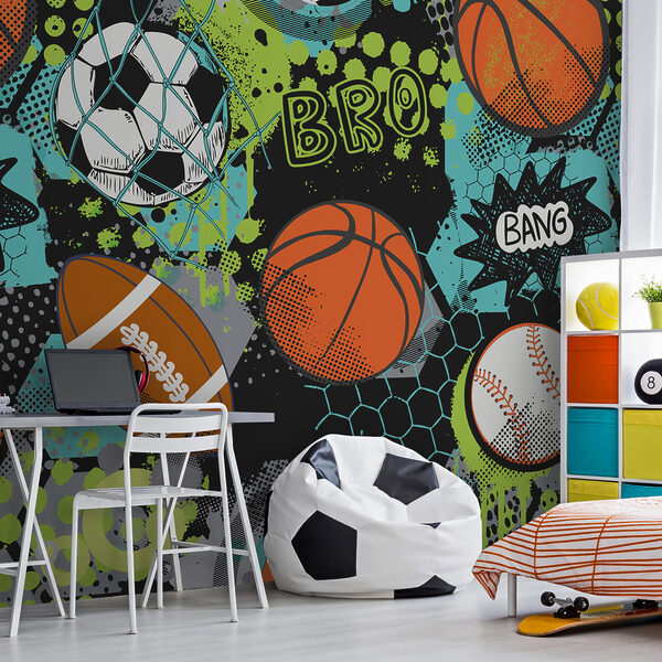 Sportcollage met levendige kleuren Fotobehang Sportcollage met levendige kleuren