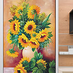 Canvas Schilderijen Schilderij van zonnebloemen in een vaas