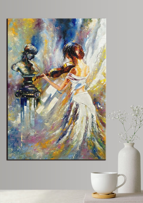 Schilderij van een vrouw die viool speelt Canvas Schilderijen Schilderij van een vrouw die viool speelt