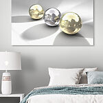 Canvas Schilderijen Glimmende metalen bollen, lichtreflecterend