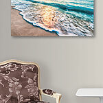 Canvas Schilderijen Golven op een strand