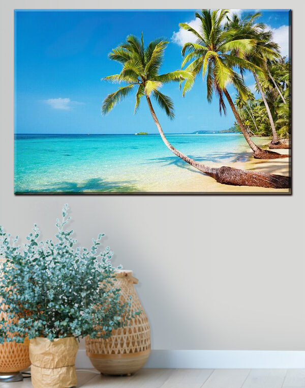 Palmbomen op een strand Canvas Schilderijen Palmbomen op een strand