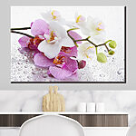 Canvas Schilderijen Orchideeën met waterdruppels schitteren