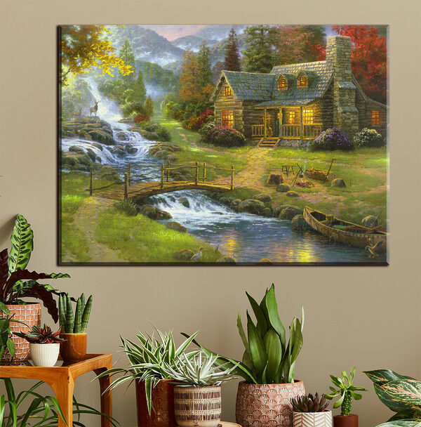 Struik met paarse bloemen Canvas Schilderijen Struik met paarse bloemen