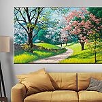 Canvas Schilderijen Groep bomen met roze bloemen