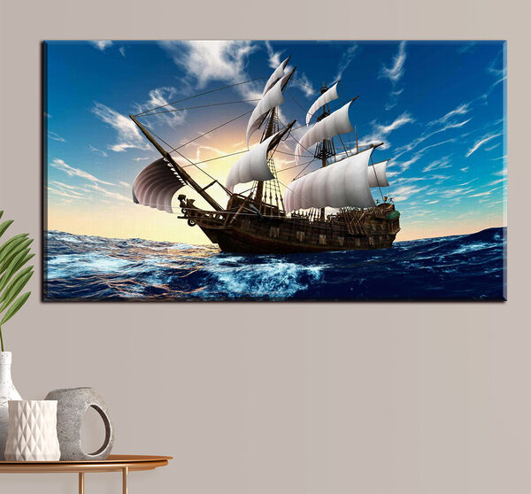 Zeilschip op open oceaan Canvas Schilderijen Zeilschip op open oceaan