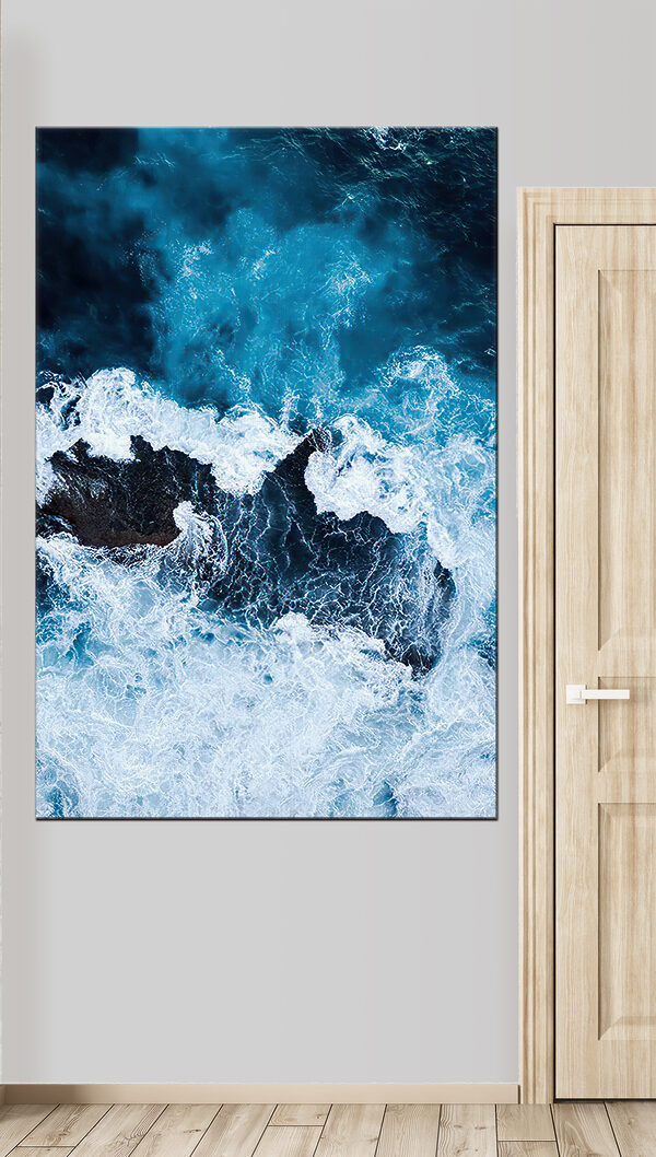 Golven die op een rots beuken Canvas Schilderijen Golven die op een rots beuken