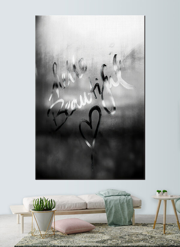Boodschap op gestoomd glas met hart Canvas Schilderijen Boodschap op gestoomd glas met hart