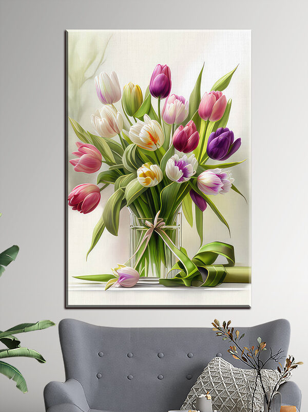 Levendig boeket van kleurrijke tulpen Canvas Schilderijen Levendig boeket van kleurrijke tulpen