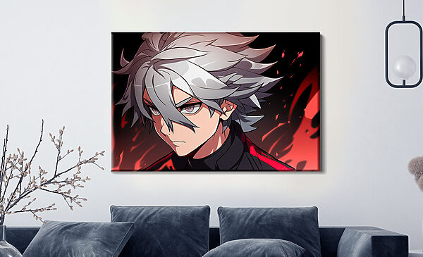 Spotprent van een man met wit haar Canvas Schilderijen Spotprent van een man met wit haar