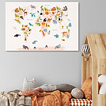Canvas Schilderijen Wereldkaart met dieren