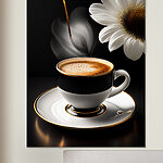 Canvas Schilderijen Bloemenaroma wervelt boven espresso.