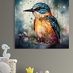 Canvas Schilderijen Levendige vogel in aquarelstijl.