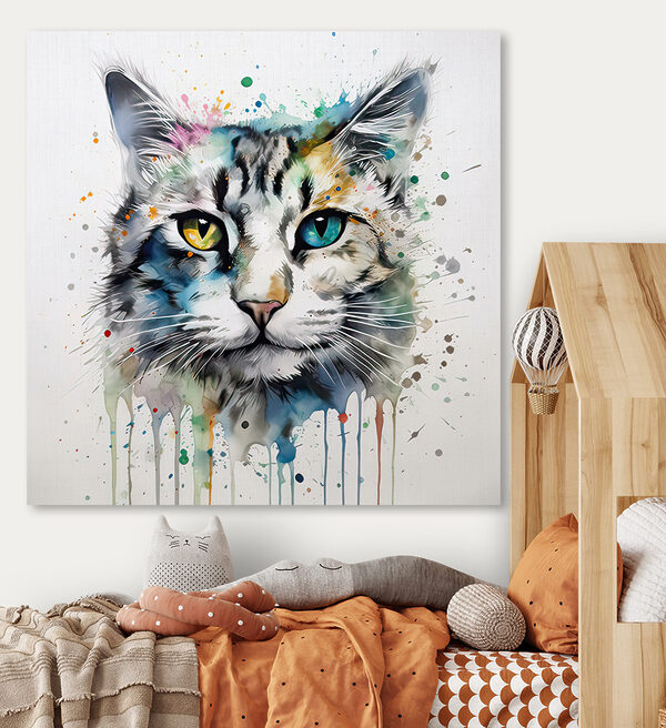 Levendige kat met kleurrijke ogen Canvas Schilderijen Levendige kat met kleurrijke ogen
