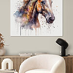 Canvas Schilderijen Levendig paard in waterverfspat.