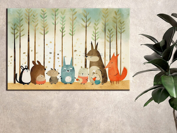 Groep dieren in een lijn Canvas Schilderijen Groep dieren in een lijn