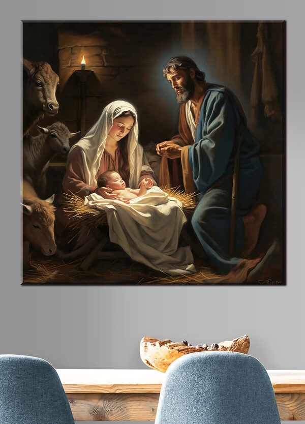 Vrouw die een baby vasthoudt Canvas Schilderijen Vrouw die een baby vasthoudt
