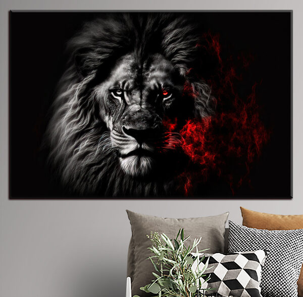 Majestueuze leeuw met vurige blik Canvas Schilderijen Majestueuze leeuw met vurige blik