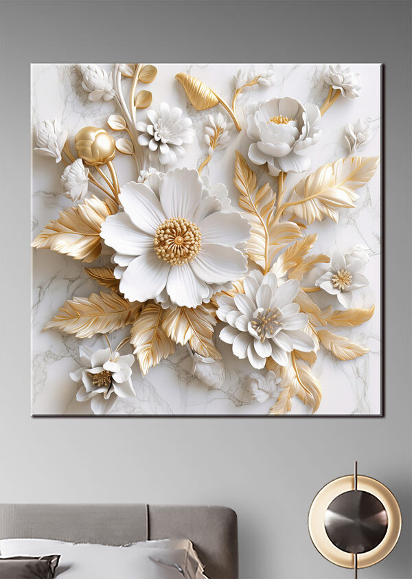 Sierlijk bloemenreliëf met elegante tinten Canvas Schilderijen Sierlijk bloemenreliëf met elegante tinten