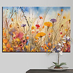 Canvas Schilderijen Levendige wilde bloemen in aquarel.