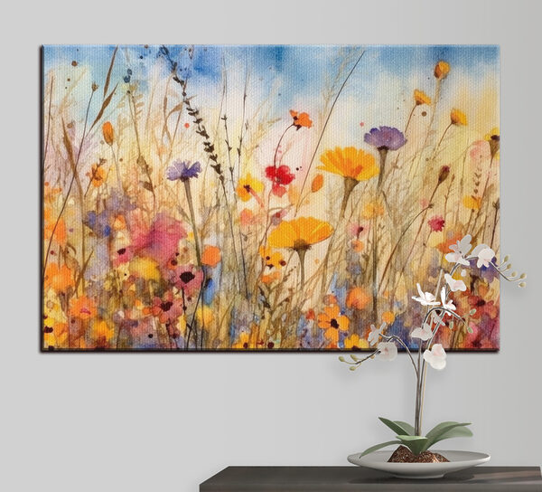 Levendige wilde bloemen in aquarel Canvas Schilderijen Levendige wilde bloemen in aquarel