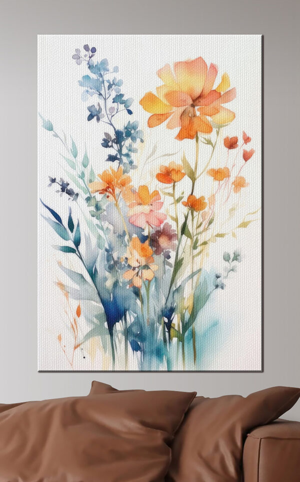 Kleurrijke tuinbloemen in aquarel Canvas Schilderijen Kleurrijke tuinbloemen in aquarel