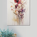 Canvas Schilderijen Delicate aquarelbloemen in harmonie