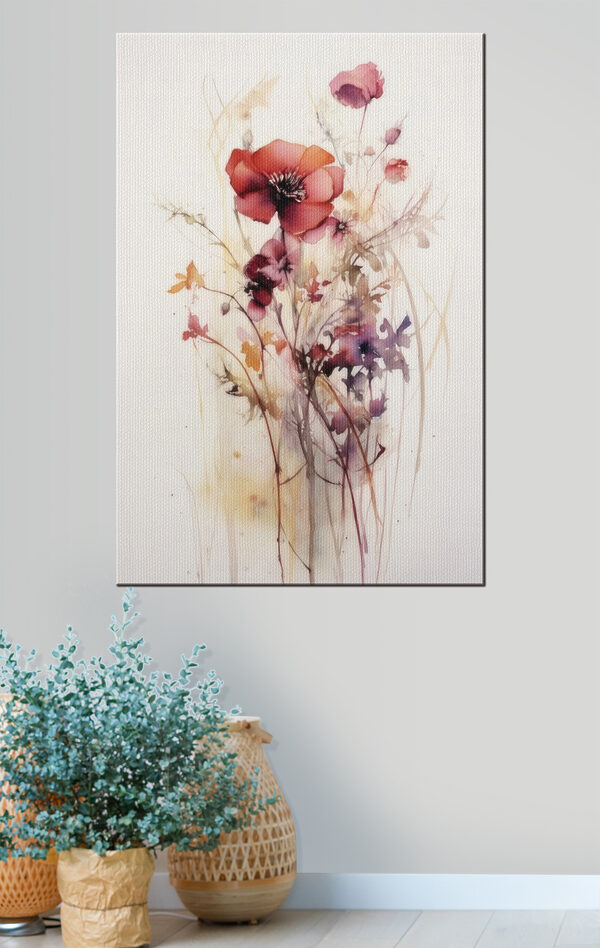 Delicate aquarelbloemen in harmonie Canvas Schilderijen Delicate aquarelbloemen in harmonie