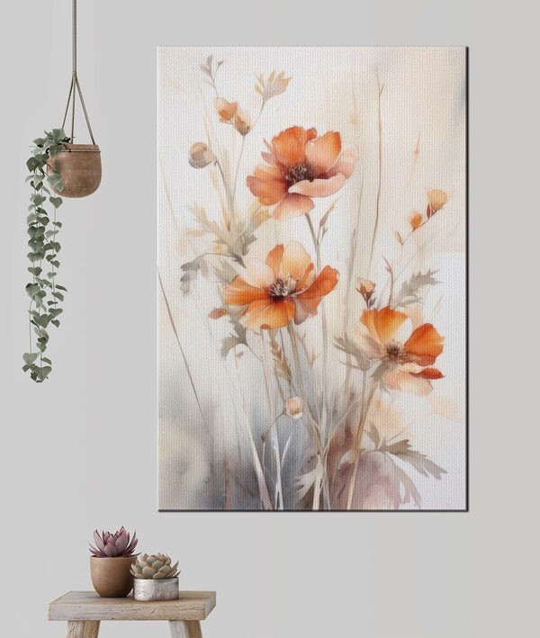 Delicate oranje bloemen in bloei Canvas Schilderijen Delicate oranje bloemen in bloei
