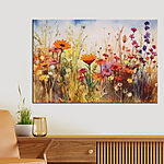 Canvas Schilderijen Levendige wilde bloemen in aquarelverf.