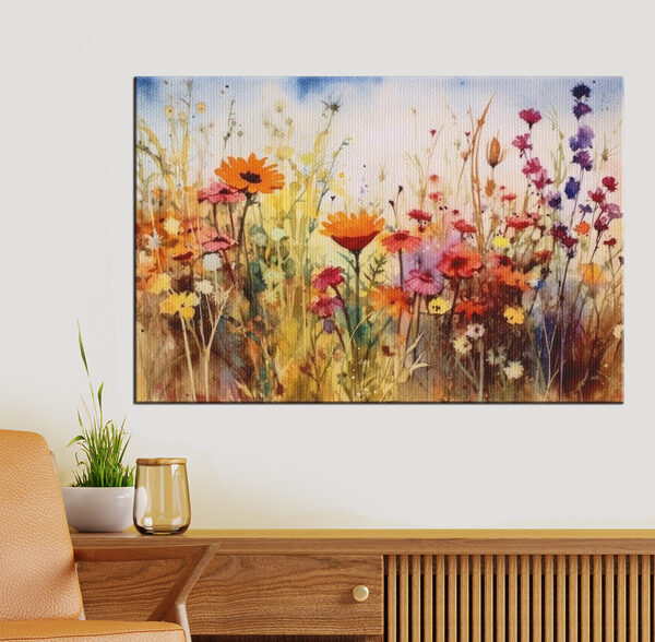 Levendige wilde bloemen in aquarelverf Canvas Schilderijen Levendige wilde bloemen in aquarelverf