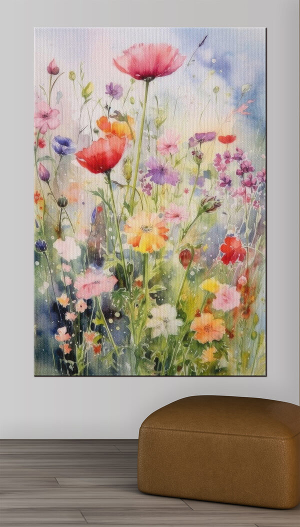 Wilde bloemen in levendige aquareltinten Canvas Schilderijen Wilde bloemen in levendige aquareltinten