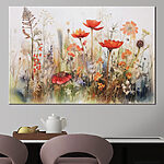 Canvas Schilderijen Levendige tuin met bloeiende wilde bloemen