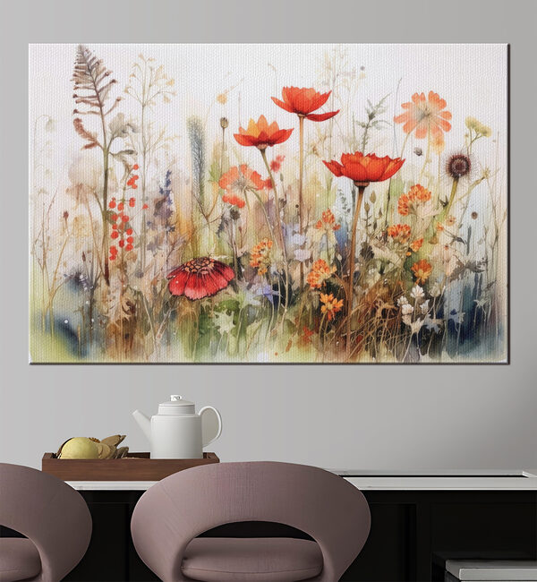Levendige tuin met bloeiende wilde bloemen Canvas Schilderijen Levendige tuin met bloeiende wilde bloemen