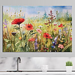 Canvas Schilderijen Levendig veld met bloeiende wilde bloemen