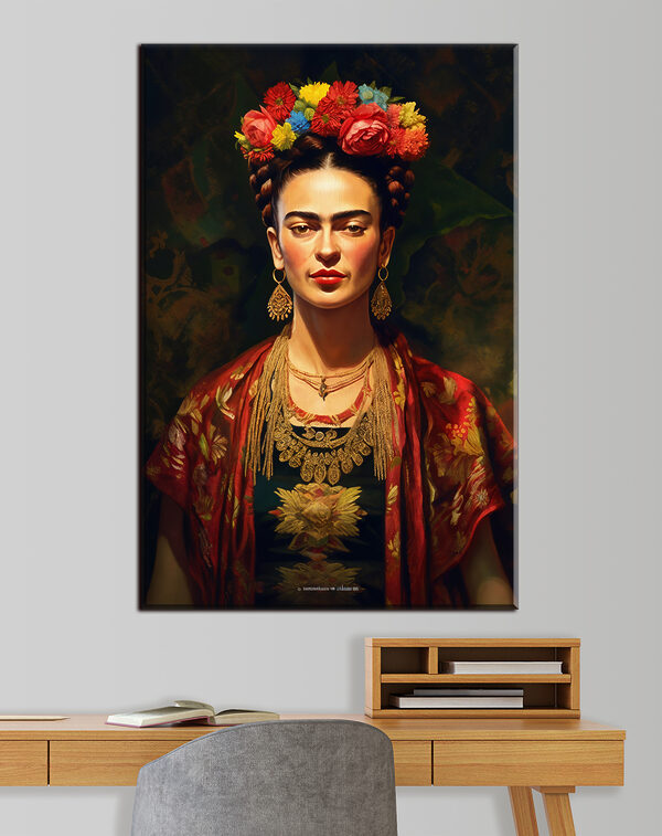 Kleurrijke bloemen versterken elegant portret Canvas Schilderijen Kleurrijke bloemen versterken elegant portret