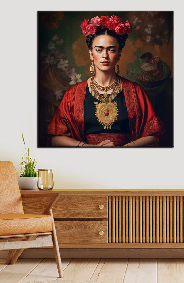 Kleurrijk portret met gebloemd hoofddeksel Canvas Schilderijen Kleurrijk portret met gebloemd hoofddeksel