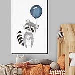 Canvas Schilderijen Wasbeer met ballon