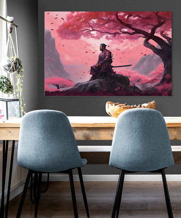 Man zittend op een rots met een zwaard Canvas Schilderijen Man zittend op een rots met een zwaard