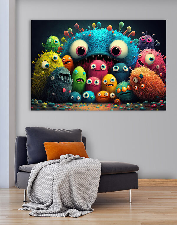 Groep kleurrijke monsters Canvas Schilderijen Groep kleurrijke monsters