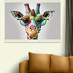 Canvas Schilderijen Kleurrijke giraffe met funky zonnebril.