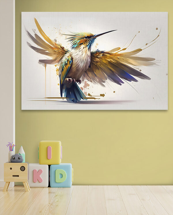 Kleurrijke vogel met gespreide vleugels Canvas Schilderijen Kleurrijke vogel met gespreide vleugels